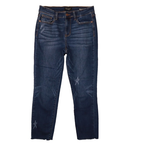 Judy Blue Jeans Women's Relaxed Fit Denim Distressed Raw Hem Size 31 Stretch‎ - Picture 1 of 11